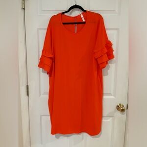 NWOT Orange ruffle sleeve dress